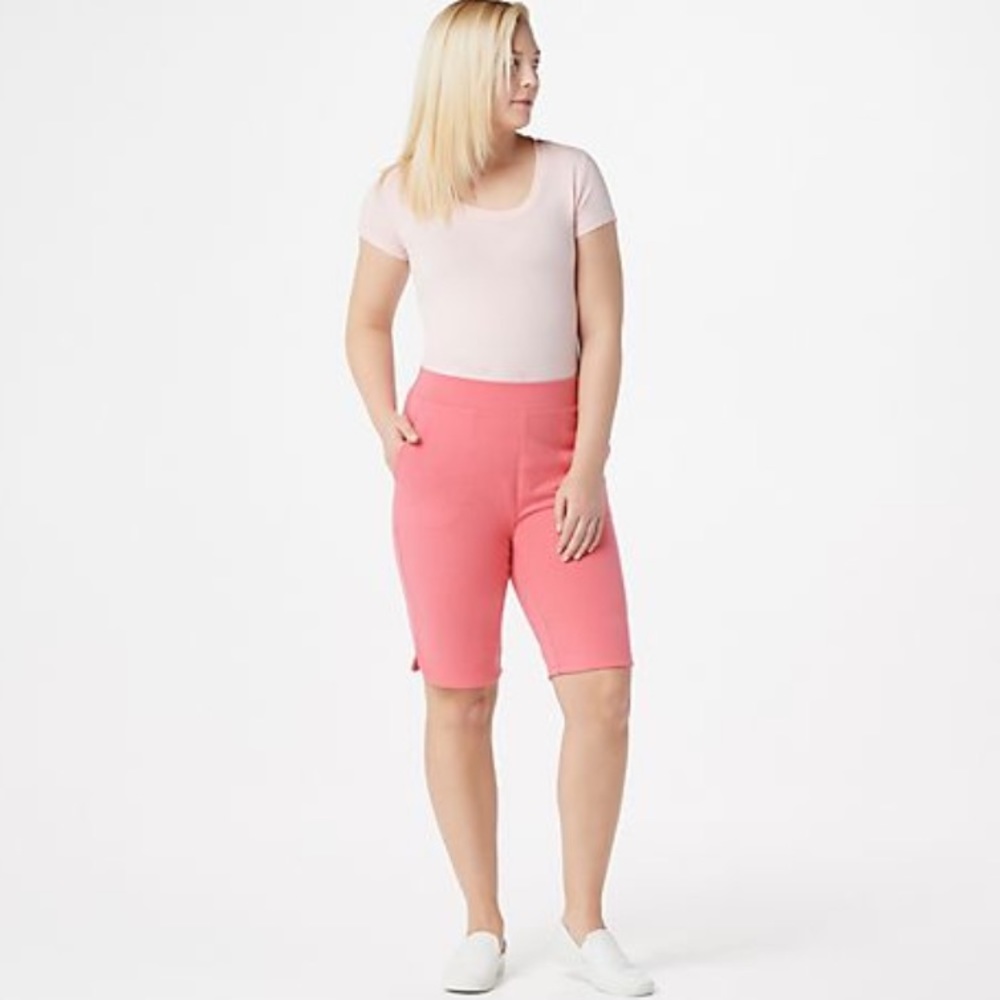 Gray Denim & Co French Terry Pull On Shorts 11” Inseam